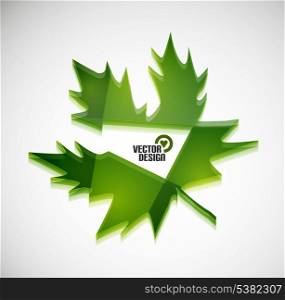 Vector 3d green glossy leaf