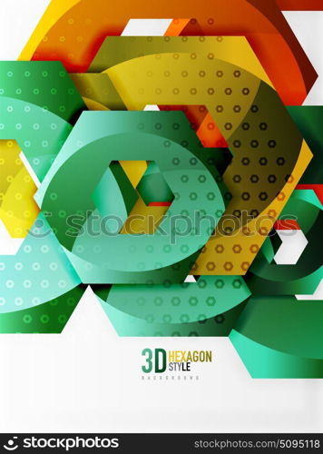 Vector 3d hexagon background. Vector 3d effect hexagon background