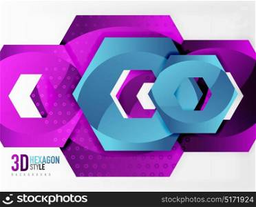 Vector 3d hexagon background. Vector 3d effect hexagon background