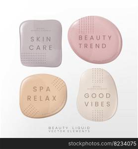 Vector 3D Illustration Beauty, Health Care or Cosmetics Liquid Palette or Abstract Elements for Beauty, Cosmetics and Skin Care Graphics