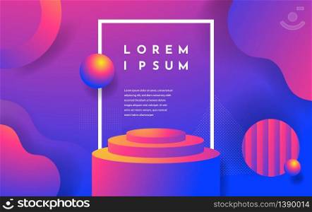 Vector 3d realistic abstract scene with podium , pink and violet color with geometric shapes and liquid background. Vector 3d realistic abstract scene with podium , pink and violet color with geometric shapes and liquid background.