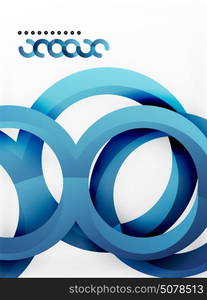 Vector 3d rings design background. Vector 3d rings and swirls design background