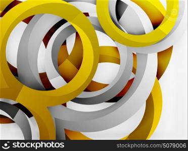 Vector 3d rings design background. Vector 3d rings and swirls design background