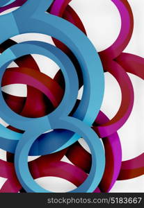 Vector 3d rings design background. Vector 3d rings and swirls design background