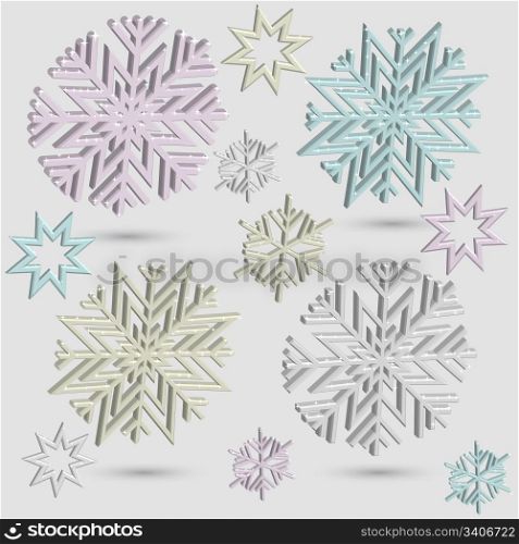 vector 3d snowflakes