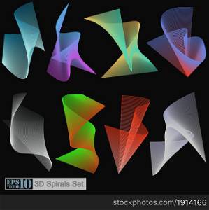 Vector 3D spirals set for creative needs in design, page layout, web or hobby. Vector 3D Spirals Set