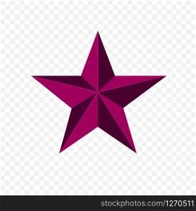 vector 3d star image with shadows and flare in crimson colors
