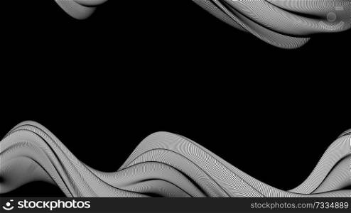 Vector 3d striped waves. Abstract composition, curve lines with copy space. Place for text. Background for presentation, wallpaper, interior wall decor. Opical illusion. Vector without gradient. abstract background, 3d vector
