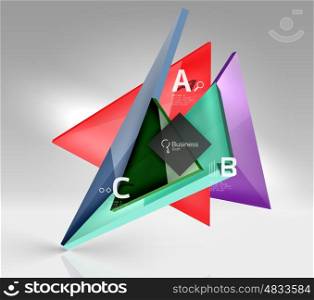 Vector 3d triangle abstract background, glass geometry shapes
