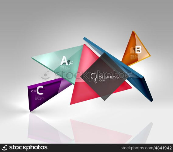 Vector 3d triangle abstract background, glass geometry shapes