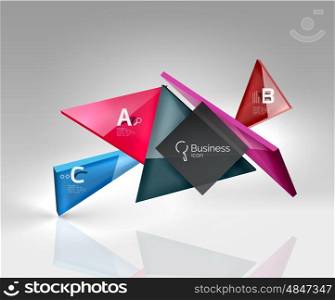 Vector 3d triangle abstract background, glass geometry shapes