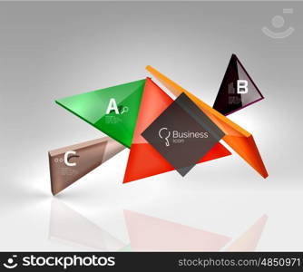 Vector 3d triangle abstract background, glass geometry shapes