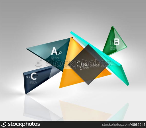 Vector 3d triangle abstract background, glass geometry shapes