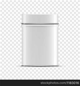 Vector 3D white glossy tin can On a transparent background