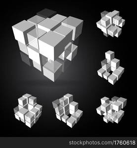 Vector, 3Ds cubic pattern, EPS files with high flexibility. You can create your own by remove some block out.