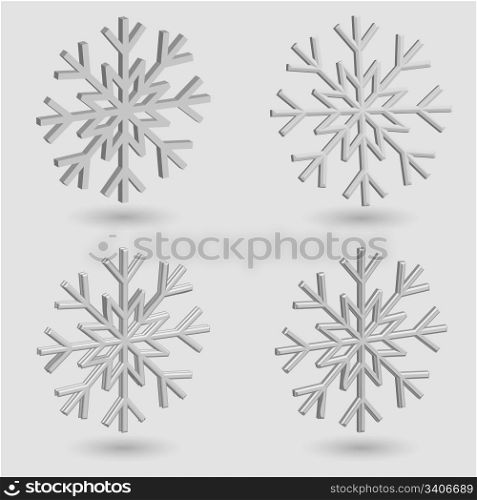 vector 4 3d snowflakes