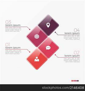 Vector 4 option infographic template with squares with rounded corners for presentations, advertising, layouts, annual reports. Vector 4 option infographic template with squares