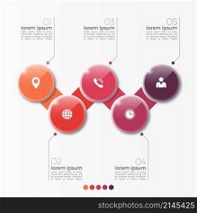 Vector 5 option infographic template with circles for presentations, advertising, layouts, annual reports. Vector 5 option infographic template with circles for presentati