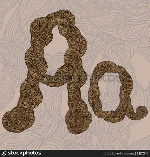"vector "A" letter of oak tree wooden texture on seamless wooden background"