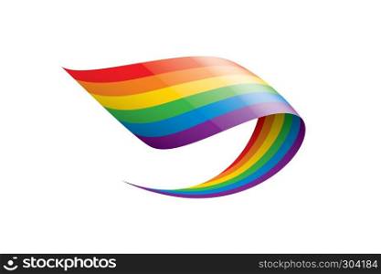Vector a rainbow flag waving on white background.. Vector a rainbow flag waving on white background
