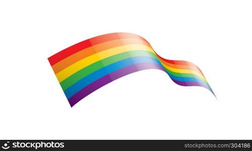 Vector a rainbow flag waving on white background.. Vector a rainbow flag waving on white background