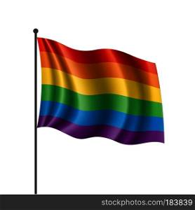Vector a rainbow flag waving on white. Vector a rainbow flag