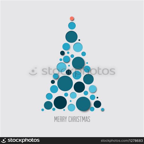 Vector absract christmas tree card made from blue circles
