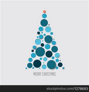 Vector absract christmas tree card made from blue circles
