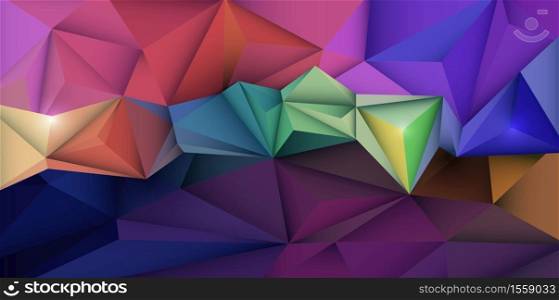 Vector Abstract 3D Geometric, Polygon ( polygonal ), Triangle pattern shape. Multicolored, blue, purple, yellow and green background. Polygonal background for banner, template, business, web design
