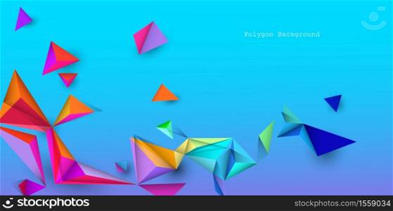 Vector Abstract 3D Geometric, Polygon ( polygonal ), Triangle pattern shape. Multicolored, purple, yellow and green blue background. Polygonal background for banner, template, business, web design