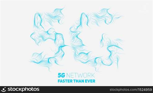 Vector abstract 5G new wireless internet connection background. Global network high speed network. Abstract 5G symbol with curly lines on a white background. Vector abstract 5G new wireless internet connection background. Global network high speed network. Abstract 5G symbol with curly lines on a white background.