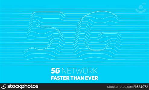 Vector abstract 5G new wireless internet connection background. Global network high speed network. Abstract 5G symbol with volumetric embossed curly lines on a blue background. Vector abstract 5G new wireless internet connection background. Global network high speed network. Abstract 5G symbol with volumetric embossed curly lines on a blue background.