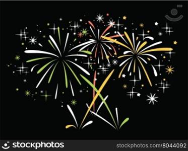 vector abstract anniversary bursting fireworks with stars and sparks on black background