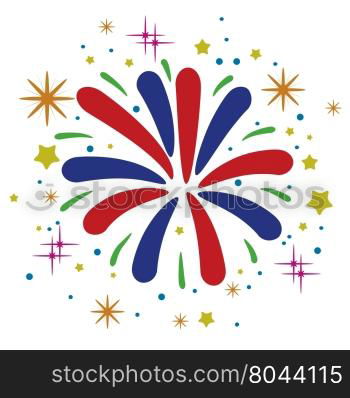 vector abstract anniversary bursting fireworks with stars and sparks on white background