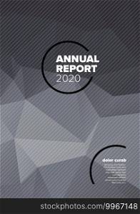 Vector abstract annual report cover template with s&le text and abstract background - dark gray lowpoly graphic. Annual report cover template