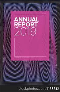 Vector abstract annual report cover template with sample text and abstract lines background - dark purple version