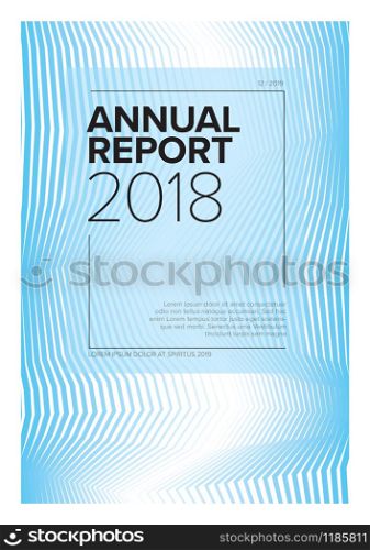 Vector abstract annual report cover template with sample text and abstract lines background - blue version