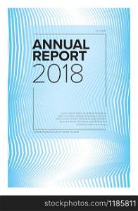 Vector abstract annual report cover template with sample text and abstract lines background - blue version