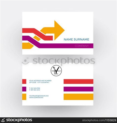 Vector abstract arrow, concept of overtaking. Business card