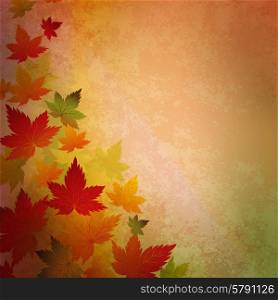 Vector Abstract autumn leaves grunge vintage background. Abstract autumn vintage background