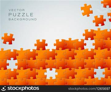 Vector Abstract background made from orange puzzle pieces and place for your content