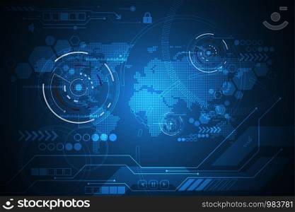 Vector abstract background technology world map concept.