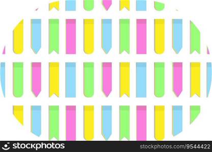 Vector Abstract background texture of colorful pattern elliptical shape of note paper sticks of various shape in trendy bright hues. isolate. Design for poster, banner, brocure, greeting or invitation