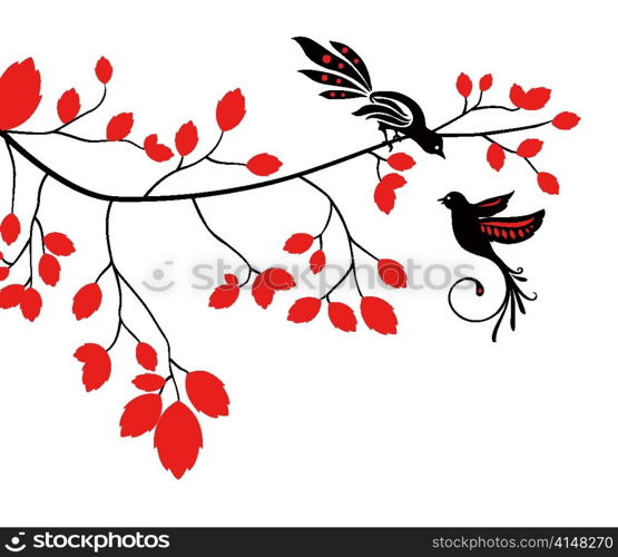 vector abstract background with birds