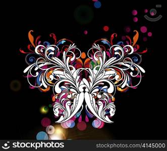 vector abstract background with butterfly made of floral