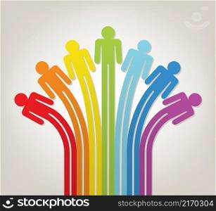 vector abstract background with colorful symbols of people