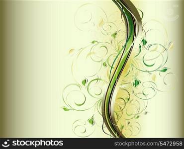 Vector abstract background with colorful wave and floral ornament