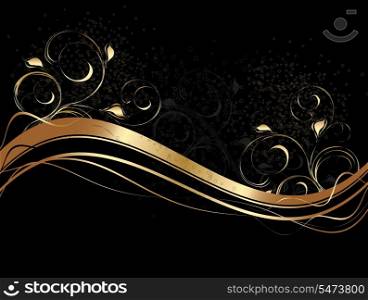 Vector abstract background with colorful wave and floral ornament