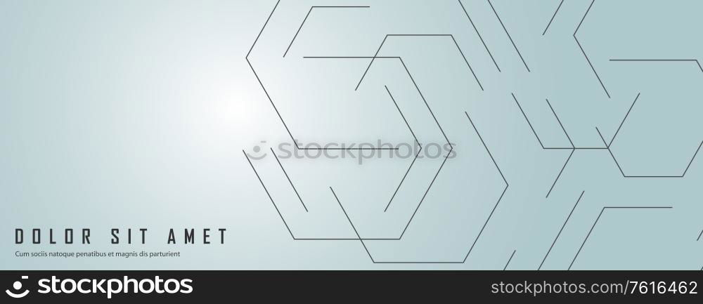 Vector abstract background with connecting dots and lines. Molecule structure, hexagons pattern and science new technologies and laboratory research