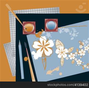 vector abstract background with flowers
